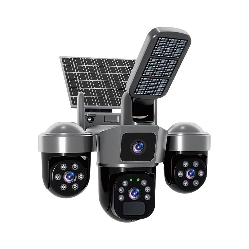 6MP V380 APP Solar Power Tripl - Home Security Flood Lights ulasan dan harga