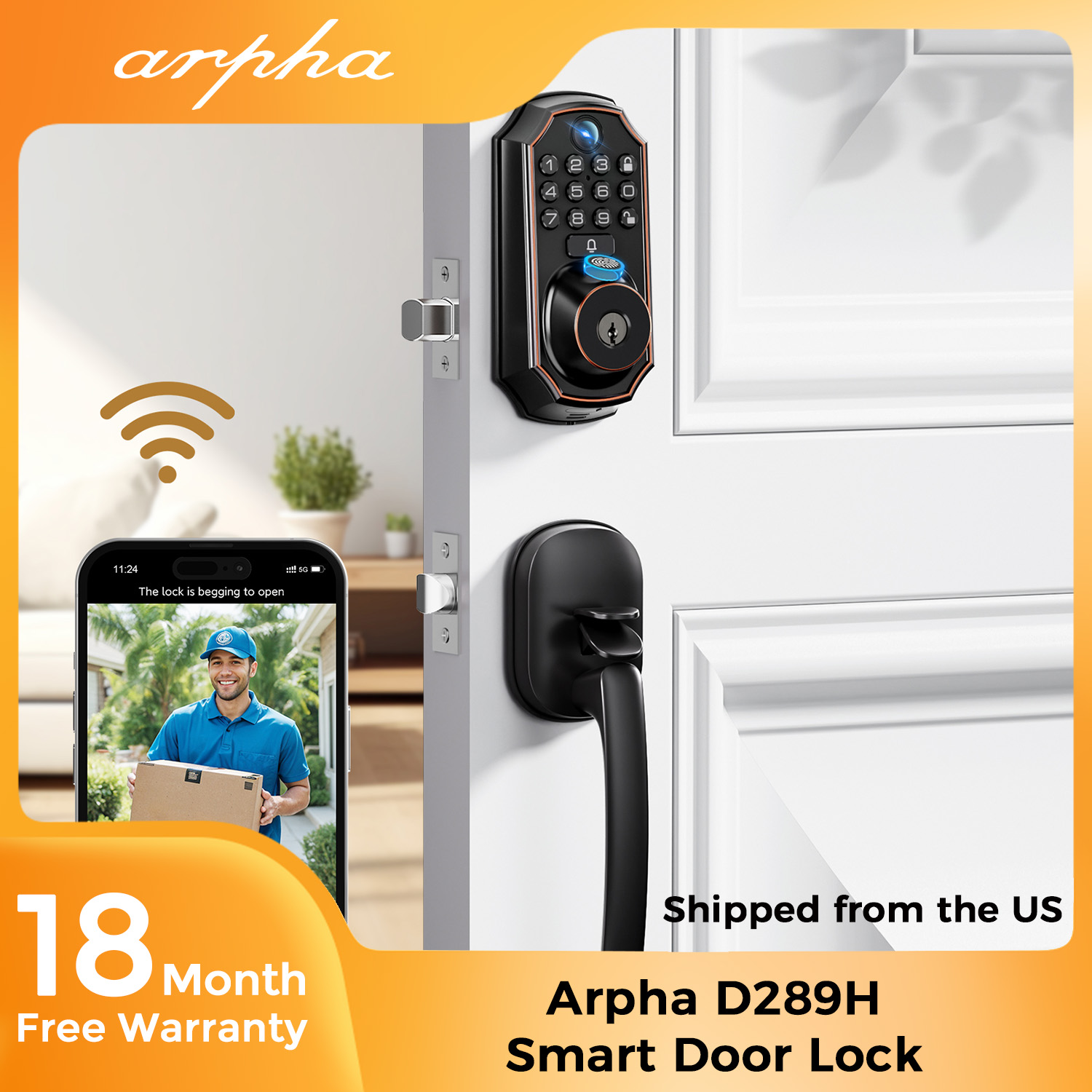 ARPHA D289H Smart Door Lock wi - Home Security Front Door Camera ulasan dan harga